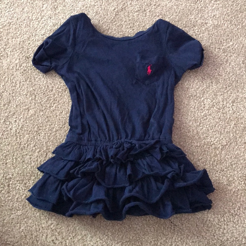 Ralph Lauren navy ruffle dress 6m